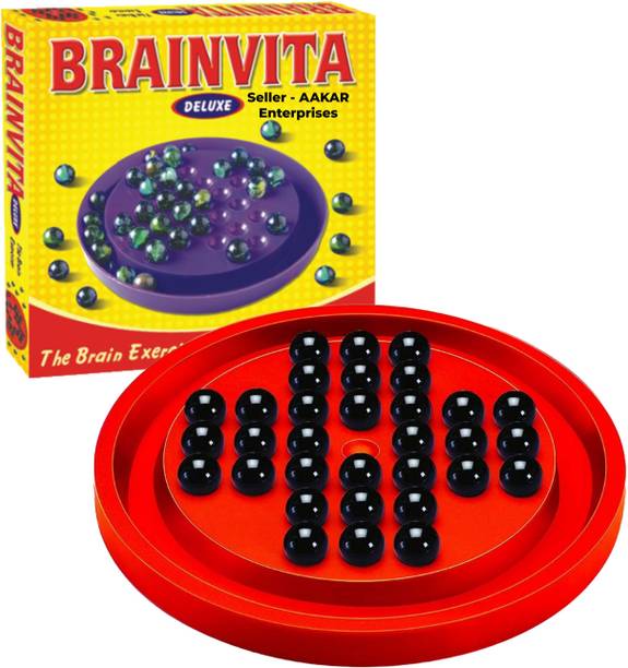 YUIOP - Brainvita - Mind Challenging Board Game For Kids - 32 Marbles - Mind Solitairy Party & Fun Board Game