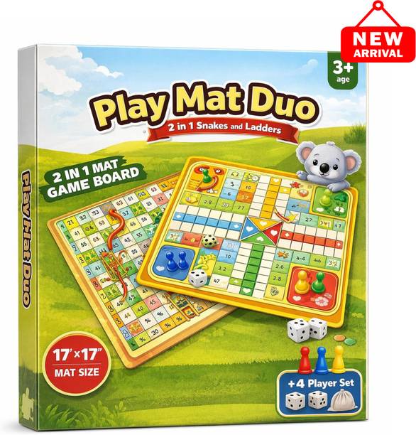 Glenston Play Mat Duo Premium Double Side Ludo Snake Ladder Game Party & Fun Board Game