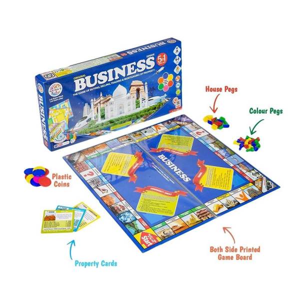 BKDT Marketing Business India Board Game 5 In 1 Game n Ludo, Snakes Ladder, Car Race, Cricket Educational Board Games