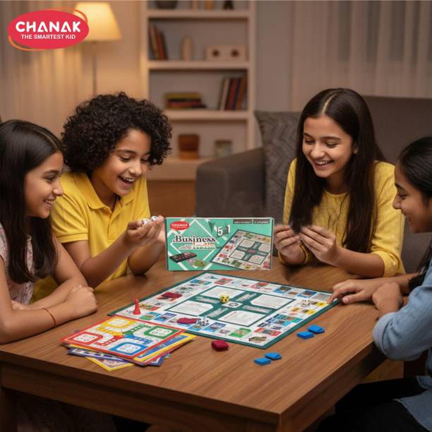 CHANAK Business Game With Plastic Money & Coin,5 Board Games in 1 For Kids,BIS Approved Money & Assets Board Game