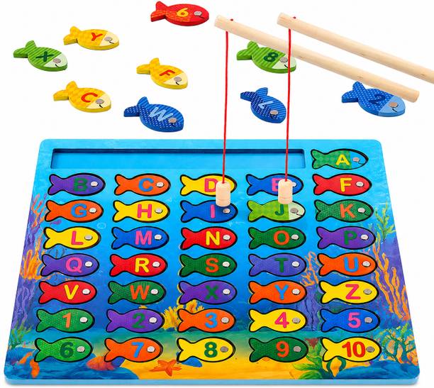 WISHLUCK Magnetic Fishing Board Game | Alphabets & Numbers | Age 3-6 Word Games