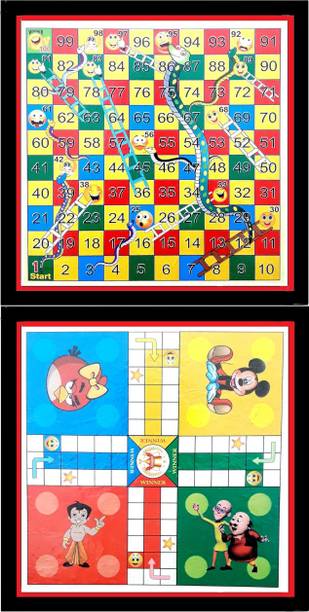 Tredd Enterprises Wooden Ludo and Snakes Ladders 2 in 1 Combo Set With Dice Coins 12X12 Inch, Strategy & War Board Game