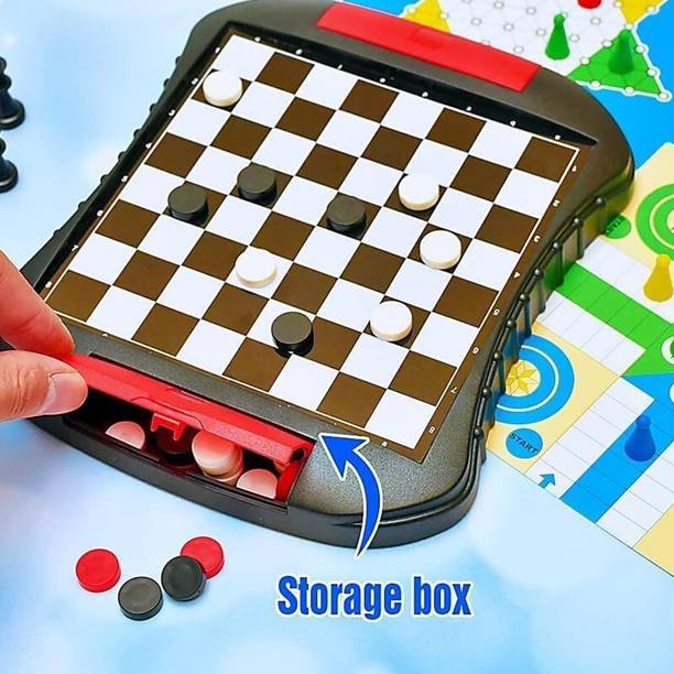 Mynxe 6in1 Magnetic Chess Ludo Travel Board Game Set for Kids & Adults Snake & Ladders Board Game Accessories