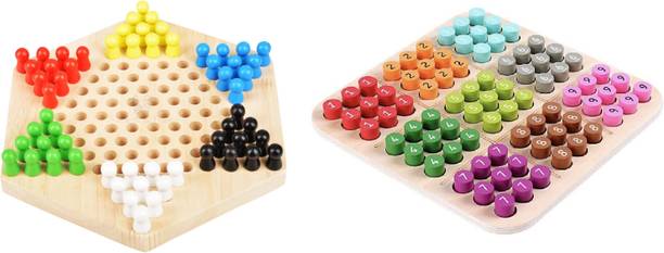 Rainbowstore Challenge and Charm: Wooden Chinese Checkers for Kids and Families Educational Board Games