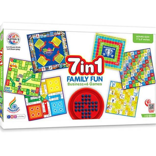 Ratnas 7 in 1 Board Game (1223) Brainvita,Business,Ludo,Snakes & Ladders and more Party & Fun Board Game
