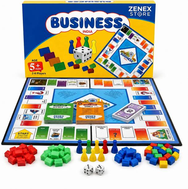 Zenex store Business India Board Game 2-6 Players,Business Board Game India - Stretagy Game Money & Assets Board Game