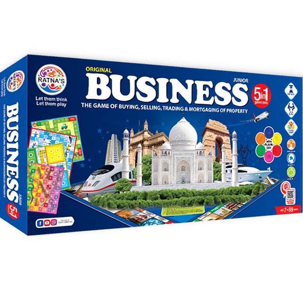 RATNA'S Business 5 in 1 with Coin, Enhace Property dealing skills (1231 Blue) Party & Fun Board Game