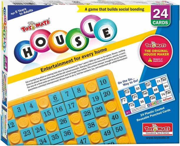 Toymate Housie with 24 reusable cards, A family fun game for small gathering- No pins or pencils required. Party & Fun Board Game