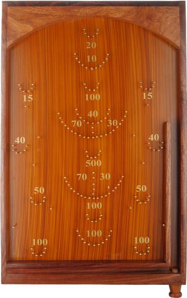 Shriji Crafts Wooden Bagatelle Traditional Crafted Tabletop Pinball Game Educational Board Games