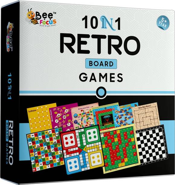 BeeFocus 10 in 1 Board Games for Kids | Includes Ludo, Snakes & Ladders, Chess & More | Party & Fun Board Game