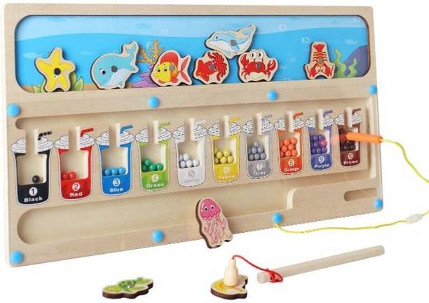 Elektriglow Wooden Magnetic Fishing Game Toy for Kids Educational Board Games