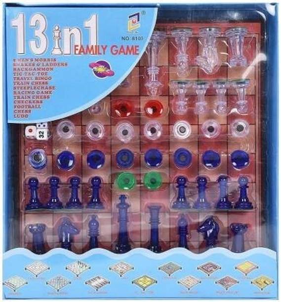 Stylein 13 in 1 Family Magnetic Board Game, Chess, Ludo, Snake & Ladders, Tic tac toe Party & Fun Games Board Game