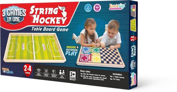 KrocieToys 3 in 1 String Hockey Table Board Game with Chess Board Game Accessories