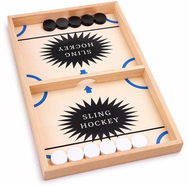 KNK Infotain Sling Hockey Wooden Board Game | Fast Sling Puck Table Game for Kids & Adults Party & Fun Board Game
