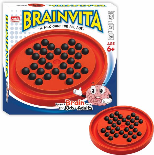 Ankit Toys & Games Brainvita - Mind Challenging Game | With 32 Marbles | Suitable for Ages 6+ Years Educational Board Games