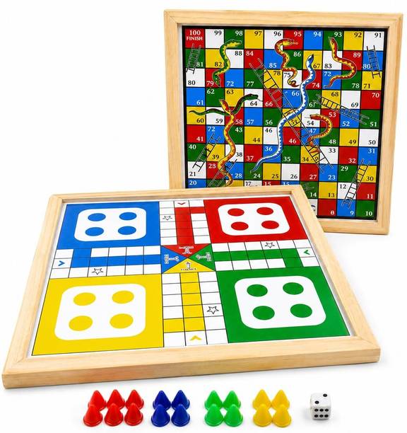 Tantrums Wooden 2-in-1 Ludo & Snakes and Ladders Board Game Board Game Accessories