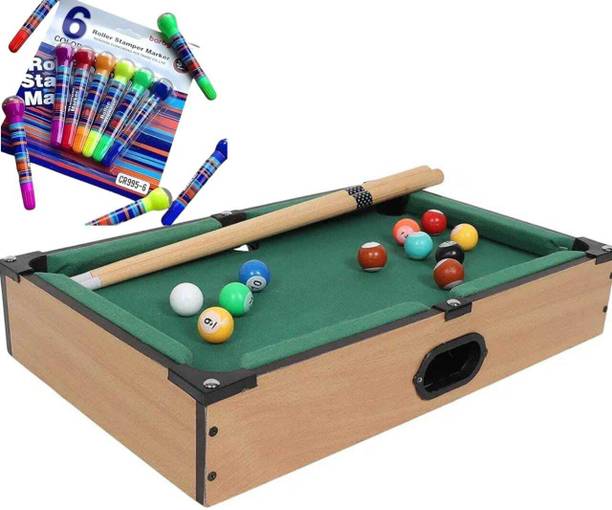Premio Coppex Wooden Mini Snooker Table with 2 Sticks & 16 Balls+FREE Roller Stamp Marker Strategy & War Board Game