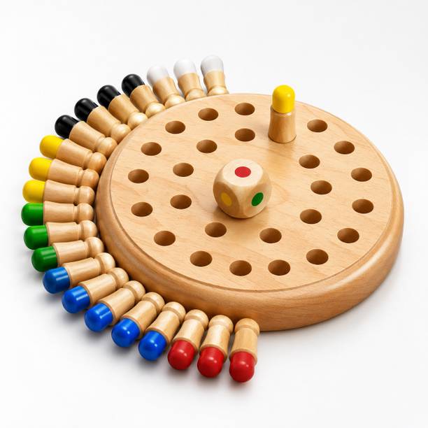 RabbiTribe Wooden Memory Chess Game with 24 Pegs & Dice | Montessori Toy for Kids 3+ | Educational Board Games