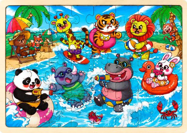 wood intelligence WOODEN PUZZLE OF RANDOM ANIMALS Educational Board Games
