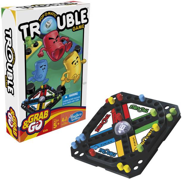 HASBRO GAMING Trouble Grab and Go Portable Trouble Board Game for 2-4 Players Board Game Accessories
