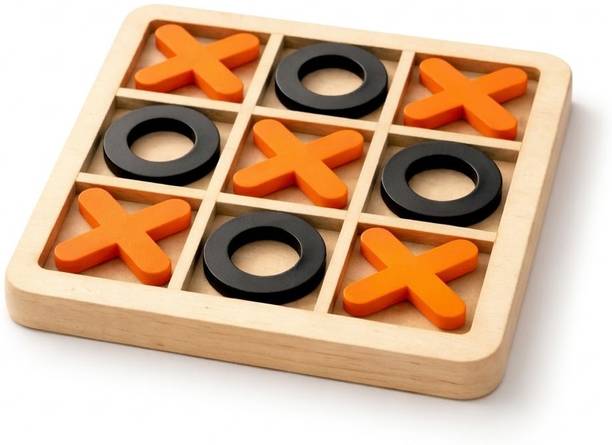 RJVENTURES007 Wooden Tic Tac Toe Board Game | Classic XOX Strategy Game | Educational Strategy & War Board Game