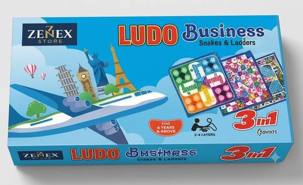 Zenex store 3-in-1 Ludo, Business & Classic Snakes and Ladders Game Board Game Accessories