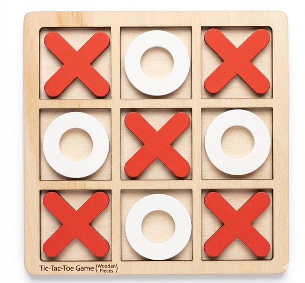 Piyova Wooden Tic Tac Toe Board Game Classic 3D Brain Teaser Strategy Puzzle for Kids Educational Board Games