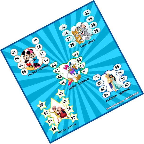 Tambola Tickets Cartoon Couple theme Tambola Housie Bingo Tickets ( 24 unique cards) Board Game Accessories
