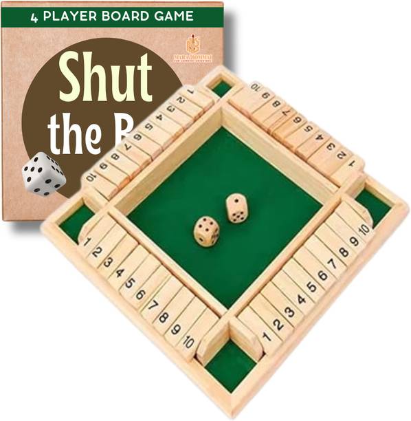 MARA BOMMAI Shut The Box Wooden Board Game for Kids & Adults – 4-Sided Dice Game with 2 Dice Educational Board Games