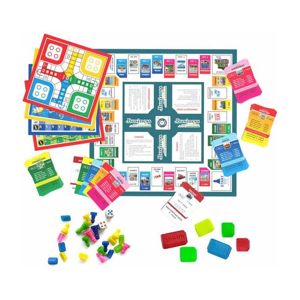 Aditi Toys Business Game Board with Plastic Money & Coins, 5 Board Games in 1 Money & Assets Board Game