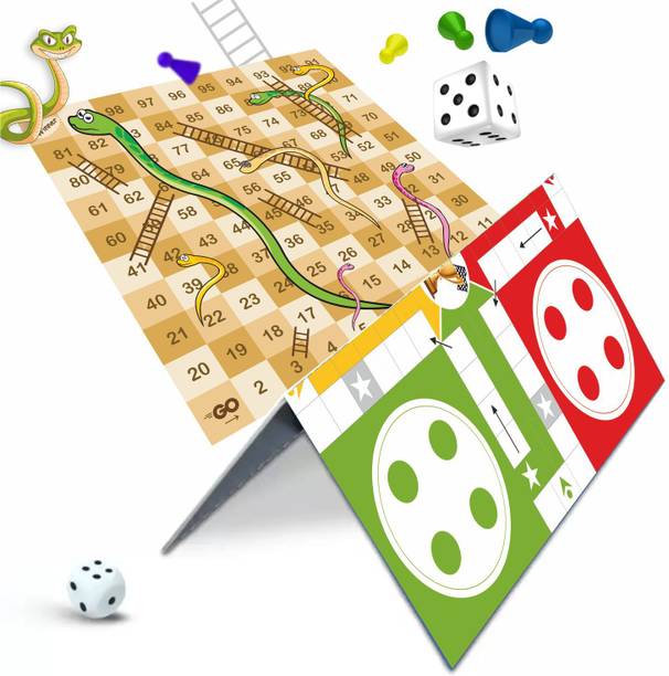 क्लैपजॉय Ludo and Snakes & Ladders Board Game Set – Classic Family Game for Kids & Adults बोर्ड गेम