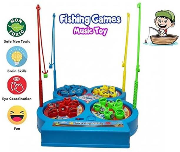 MOVE TOYS Fish Catching Game Toy Set With Music for kids Party & Fun Games Board Board Game Accessories