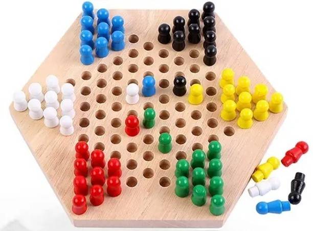 Rainbowstore Premimum Chinese Checker Board Wooden Classic Board Game for Adults and Kids Educational Board Games
