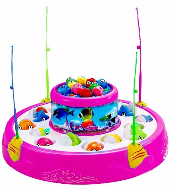 Goyal's Musical Fish-Catching Game with 26 Piece Fishes, 2 Rotary Ponds and 4 Pods Board Game Accessories