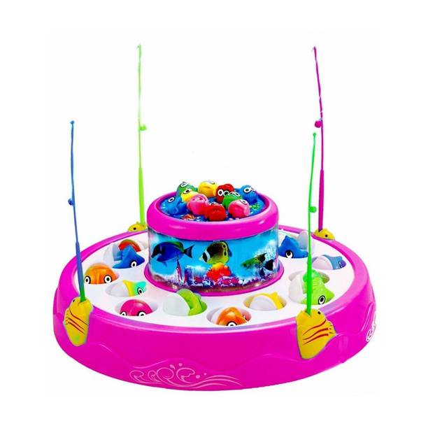 Goyal's Musical Fish-Catching Game with 26 Piece Fishes, 2 Rotary Ponds and 4 Pods Board Game Accessories