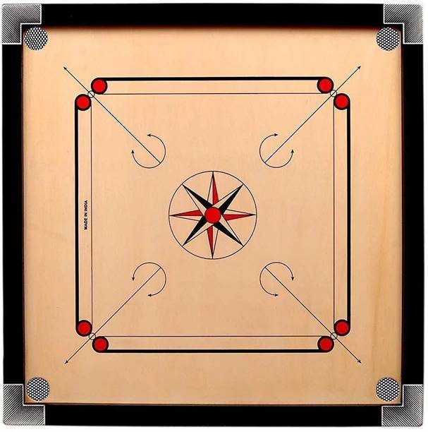 wWAR Matte Finish Round Small Carrom Board with Coins Striker Powder (20 x 20 Inch) 50 cm Carrom Board