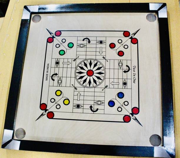 wWAR Premium Medium Carrom Board ludo with wooden Coins Striker Powder (26 x 26 Inch) 66 cm Carrom Board