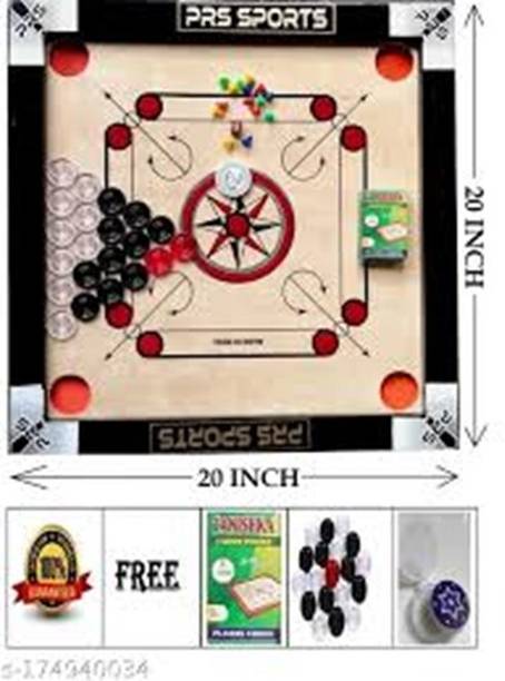wWAR 20. inch carom with coins and striker (black) Carrom Board 82 cm Carrom Board