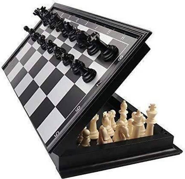 FUNVERSE Magnetic Educational Chess Board Set with Folding Chess Board 2 Plyaers Board Game Accessories