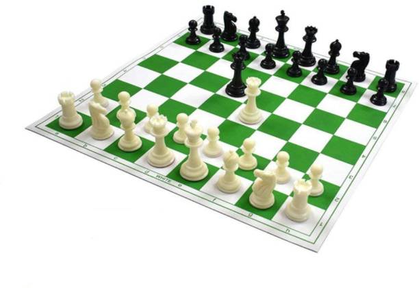 3D Galaxy 17'' x 17'' Tournament Chess Vinyl Foldable Chess Game with Solid Plastic Pieces Dart Board Board Game