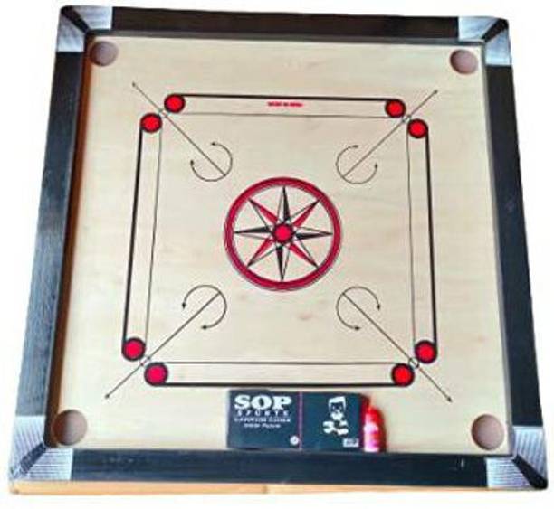wWAR Matte Finish large Carrom Board with wooden Coins Striker (32 x 32 Inch) 80 cm Carrom Board