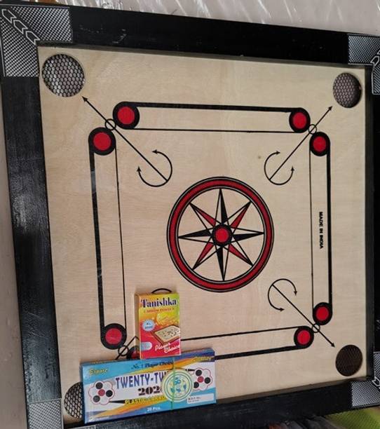 wWAR 20. inch carom.& coins. and.striker (black) Carrom Board 56 cm Carrom Board