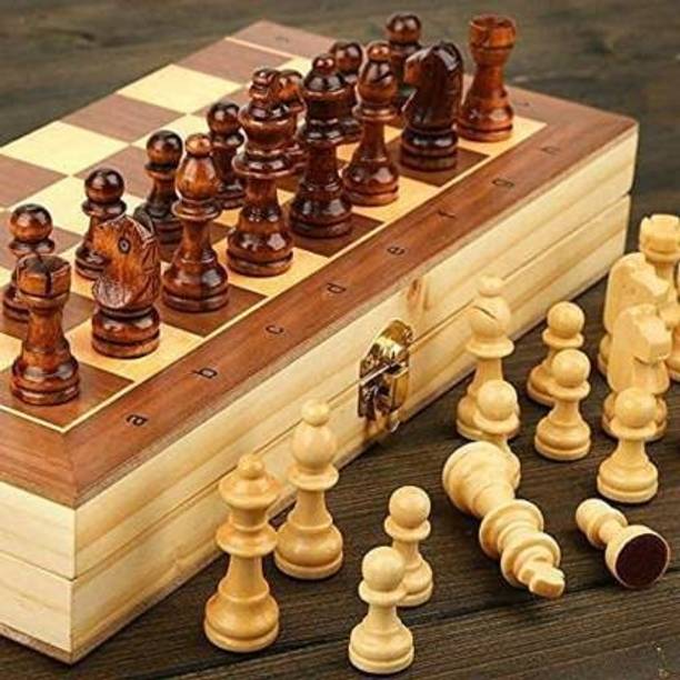 Amor 12" Magnetic Folding Chess Set - Wooden Travel Board With Magnetic Pieces