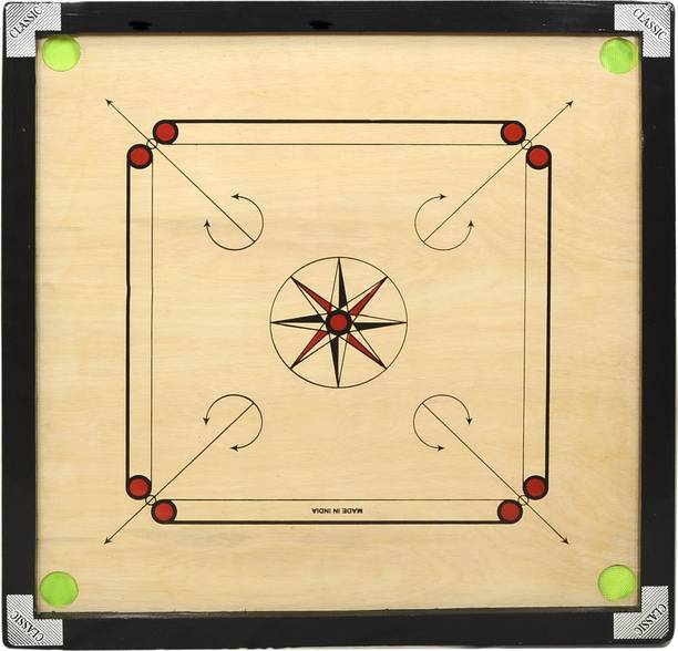 gamers hub Premium 32inch Round Pocket with Wooden Coins ,Striker & Disco powder 3.81 cm Carrom Board