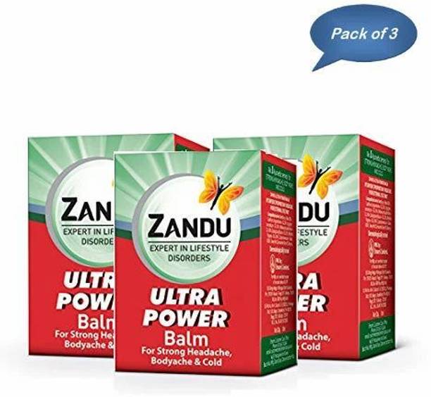 Zandu Balm Ultra power Pain Relief Balm ALL PAINS RELIEF Balm 8 ml pack 3 Balm
