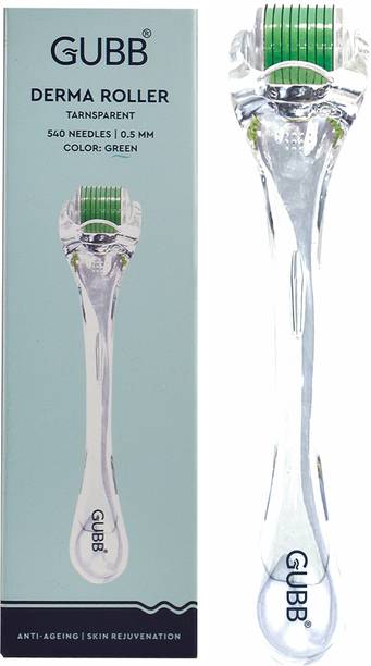 जी यू बी बी Derma Roller 0.5mm For Hair Regrowth, Face Acne Scars & Skin Ageing | 540 Micro Needles Roller - Transparent Green