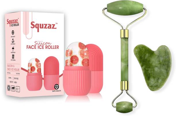 Squzaz Face Stone Roller with Gua Sha Jade Stone, Ice Roller Set Facial Combo