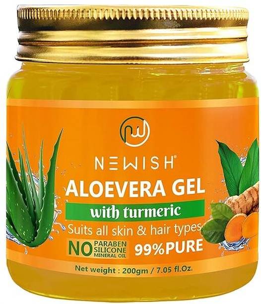 NEWISH Aloe vera Gel With 100% Pure Turmeric For Skin, Hair And Body
