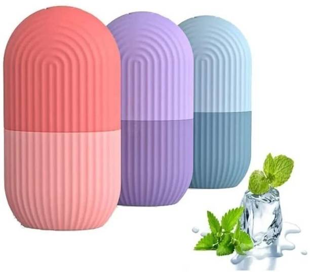 APAYA Ice Face Roller Silicone Facial Cube for Eyes Neck Massage Green, Blue, Yellow Silicone Ice Ball Tray