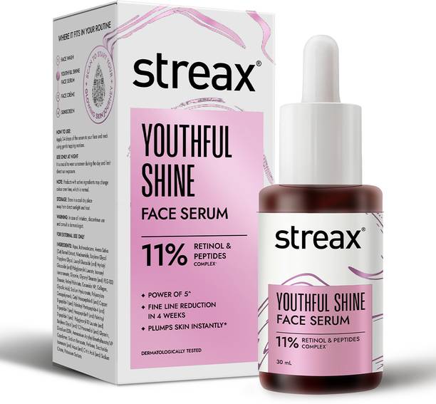 Streax Youthful Shine Face Serum with 11% Retinol, Reduces Dark Spots